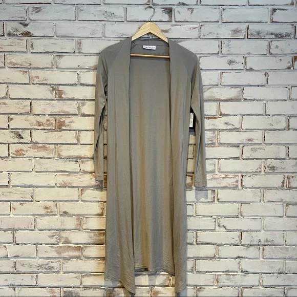 Bryn Walker duster cotton cardigan green gray - Picture 1 of 5